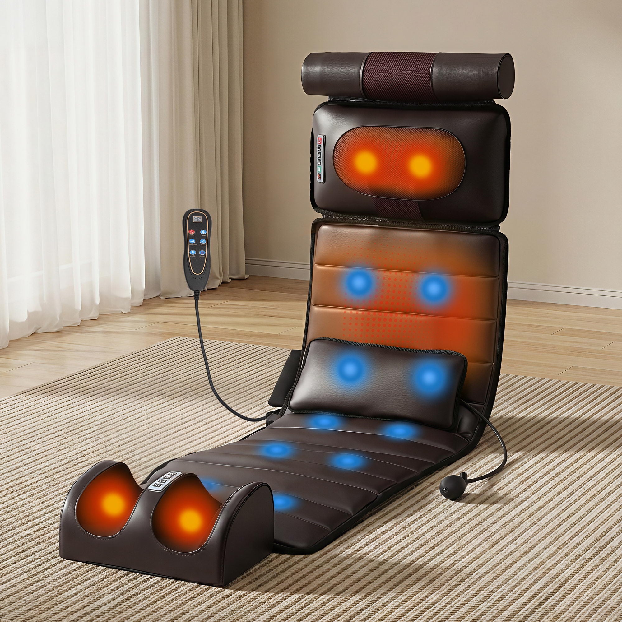 Livemor Massage Mat Kneading Neck Foot Massager Heated Vibration Airbag Mattress - Free Delivery