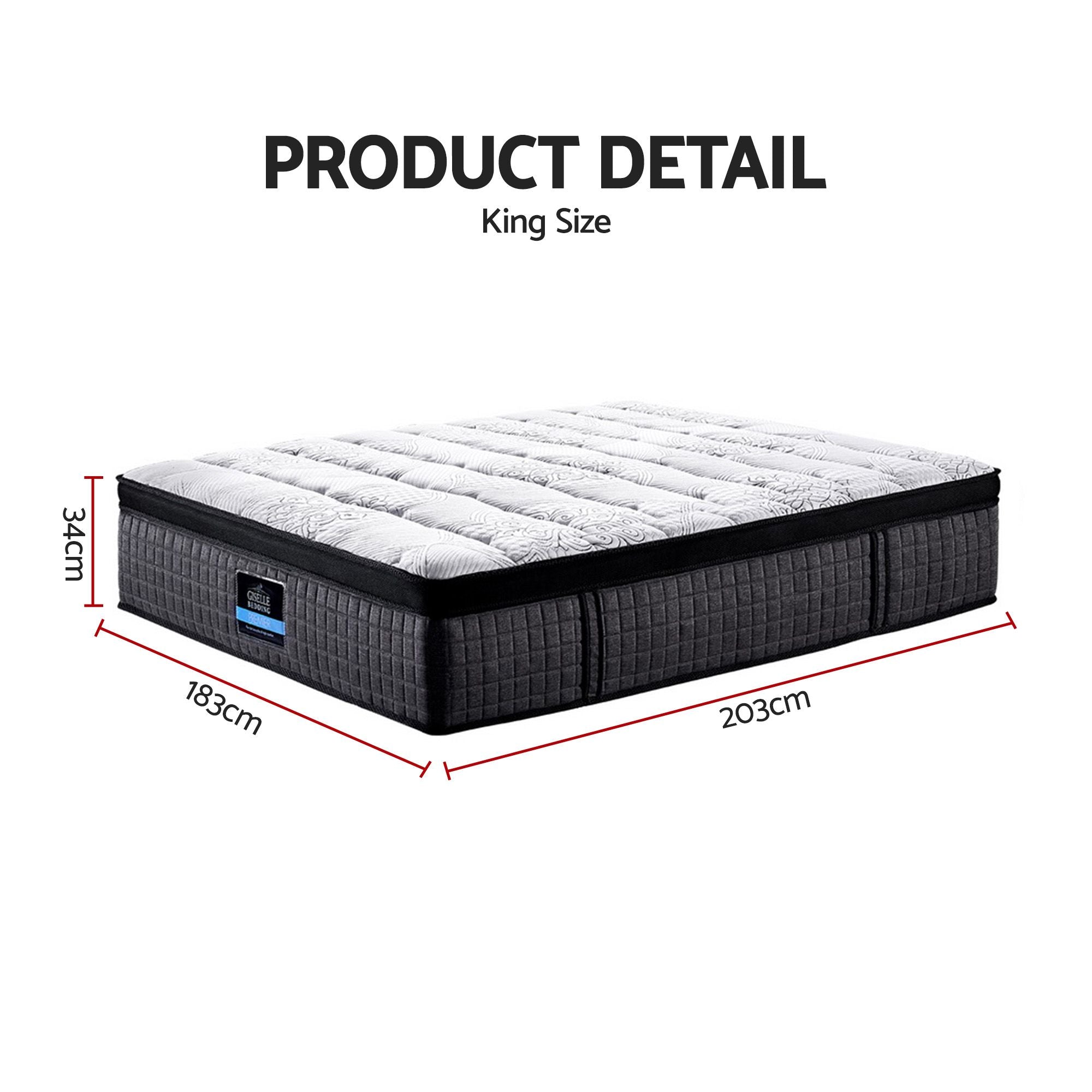 Giselle Bedding 34cm Mattress 9 Zone Latex Foam King