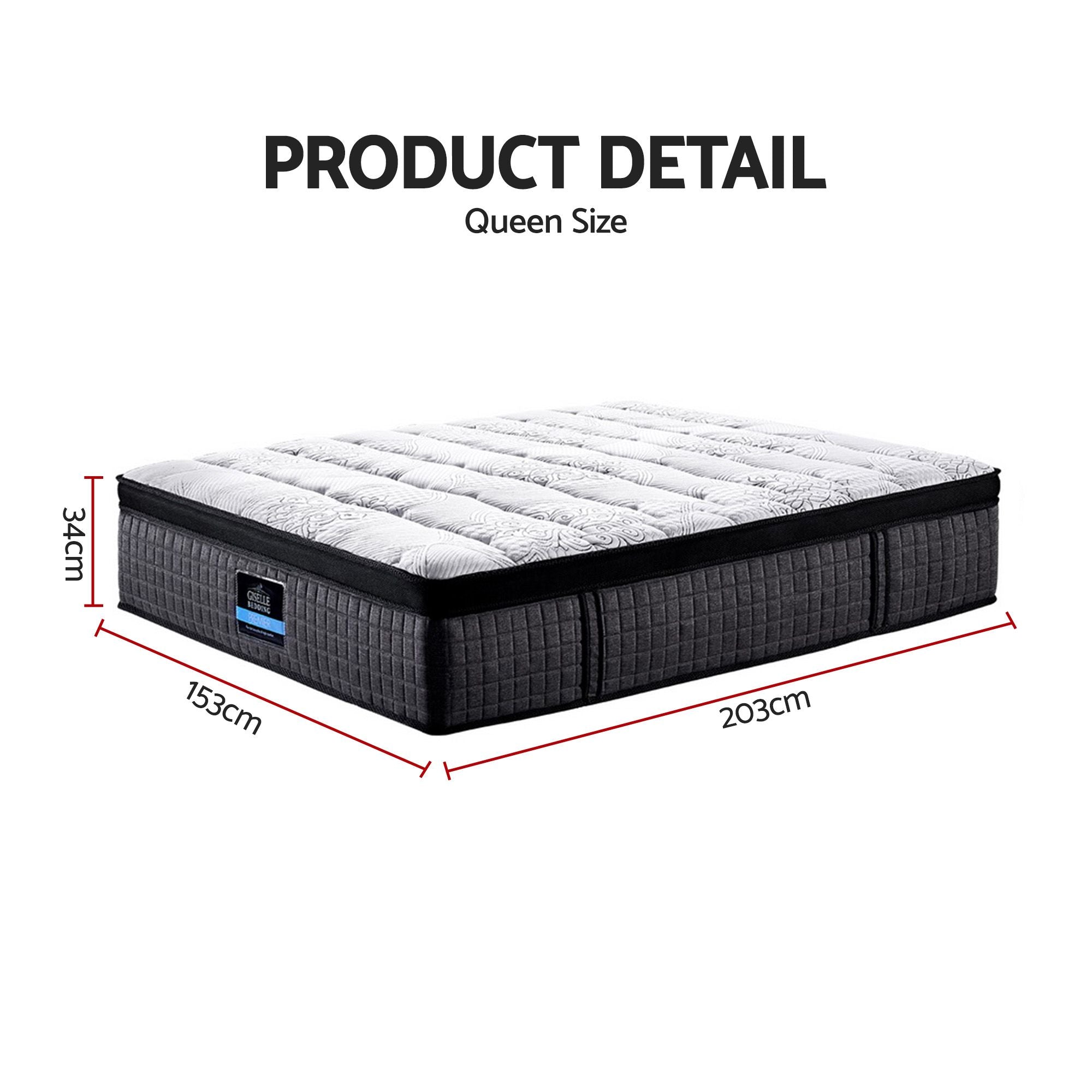 Giselle Bedding 34cm Mattress 9 Zone Latex Foam Queen