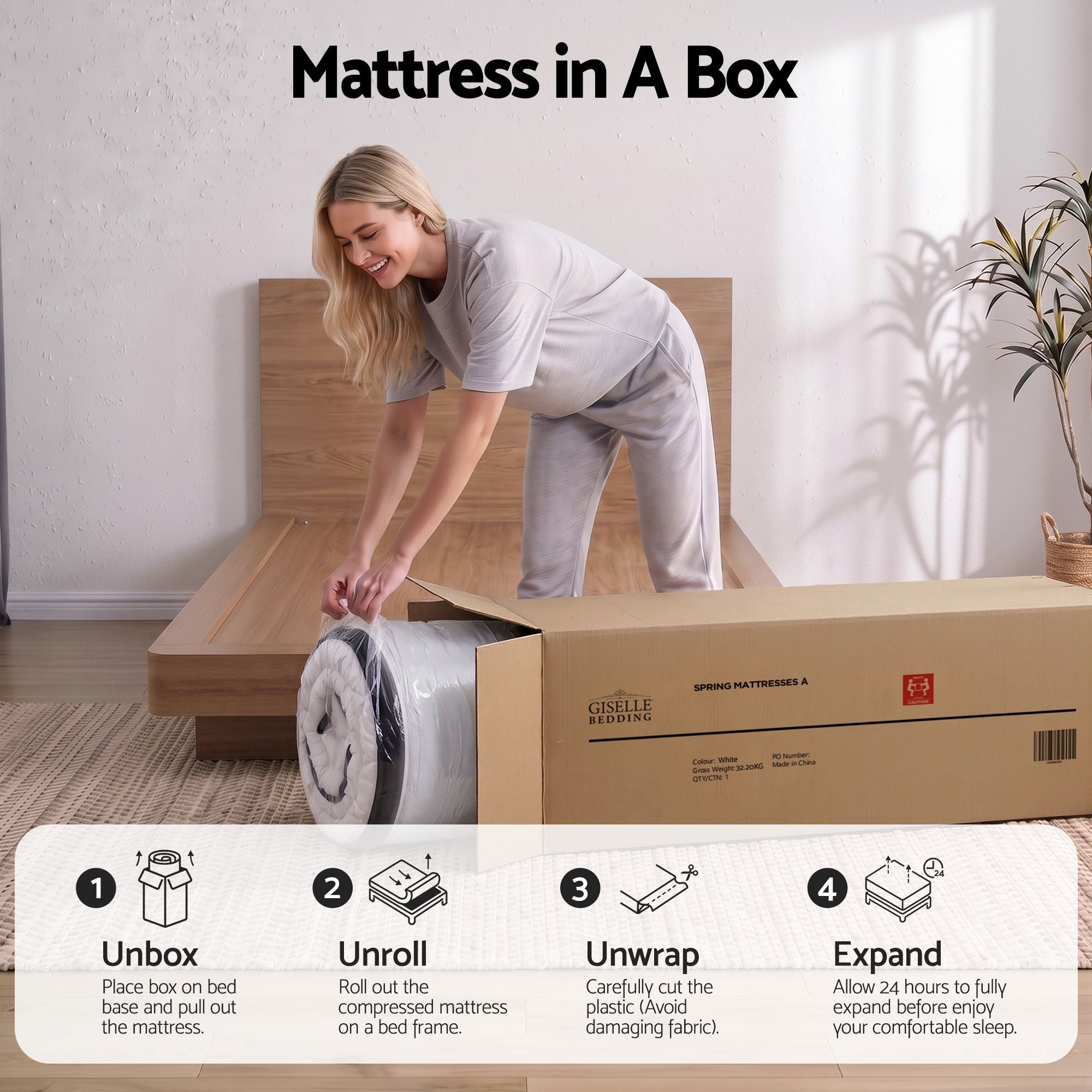 Giselle Bedding 31cm Mattress Euro Top King Single
