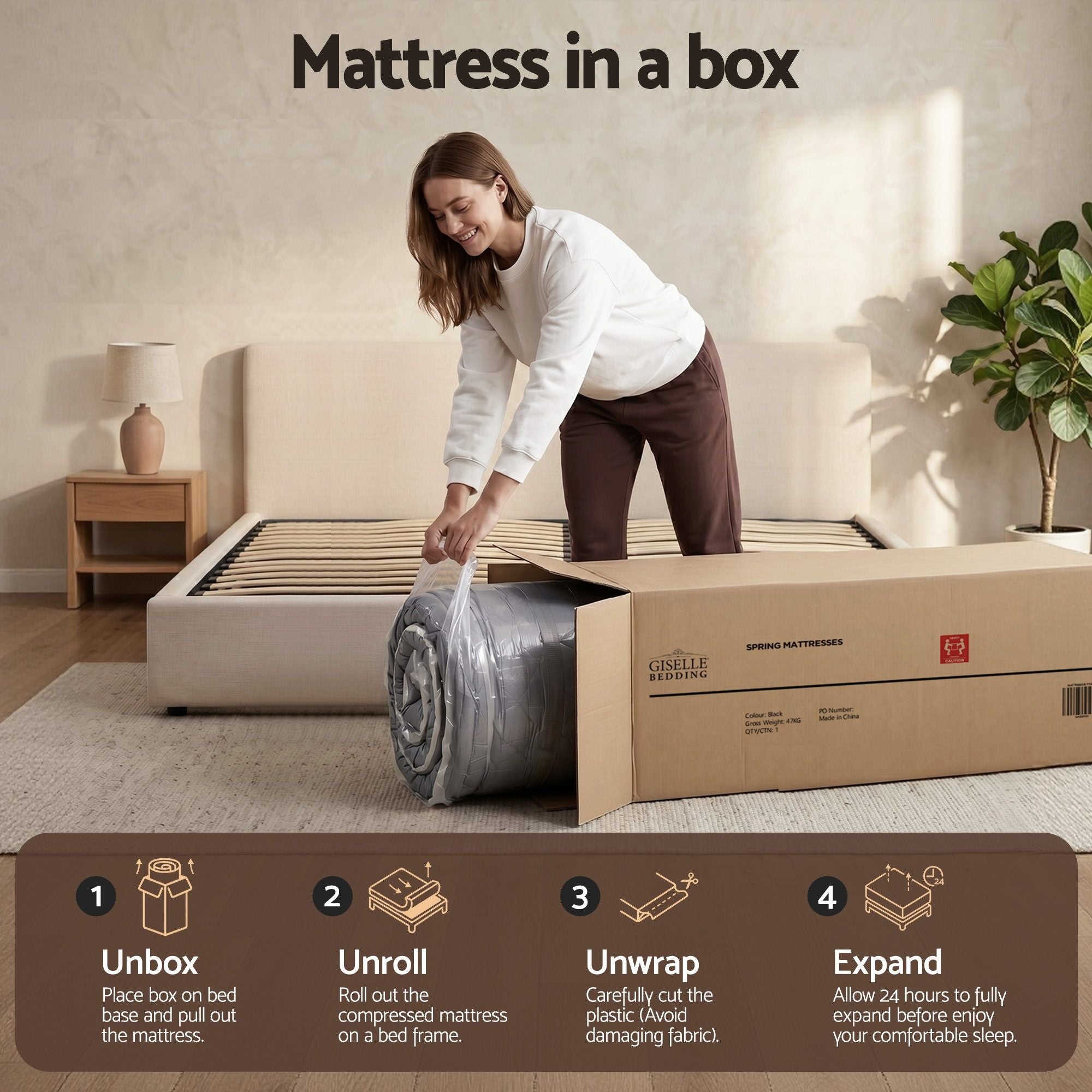 Giselle Mattress 35cm Hybrid Pocket Spring Euro Top Double