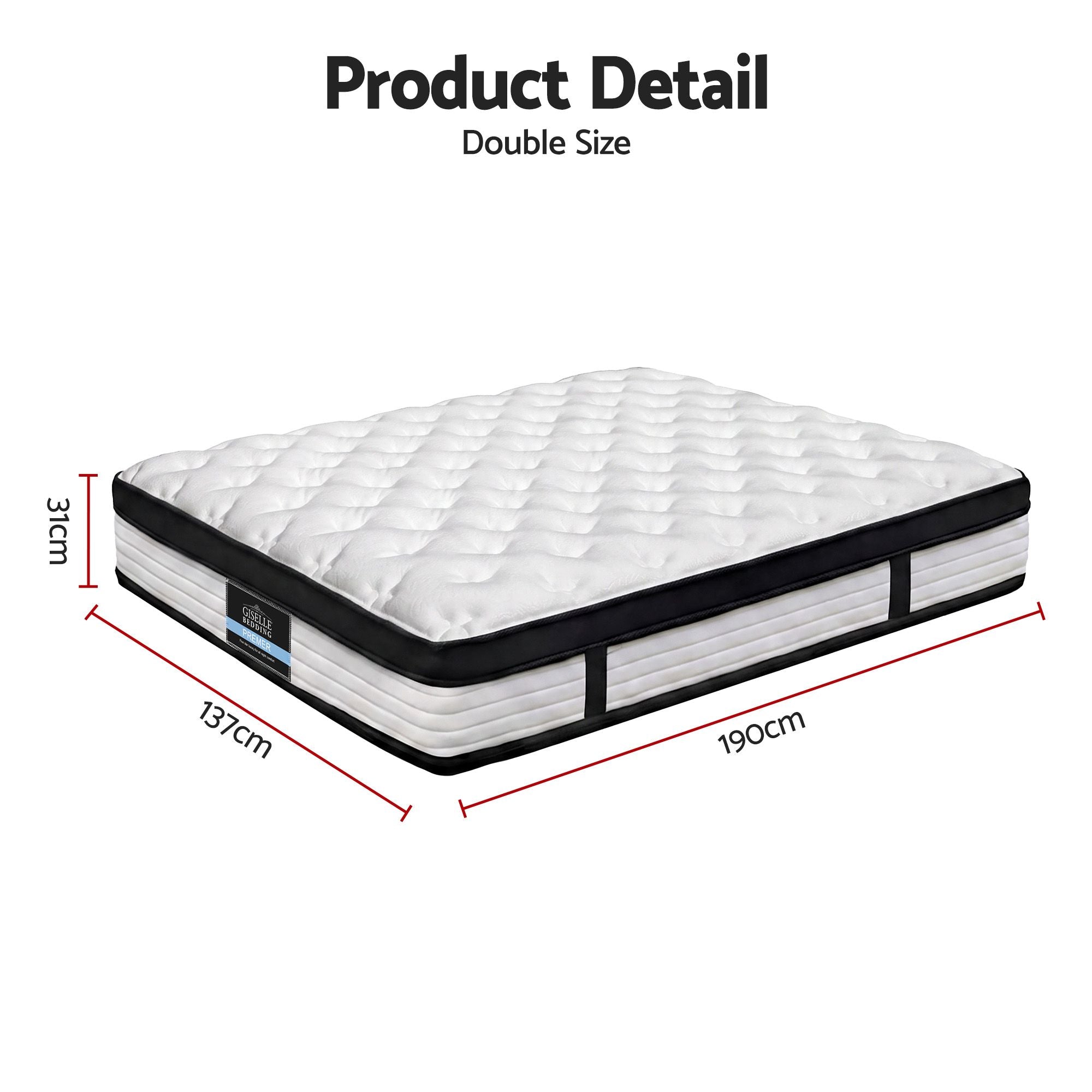Giselle Bedding 31cm Mattress Euro Top Double