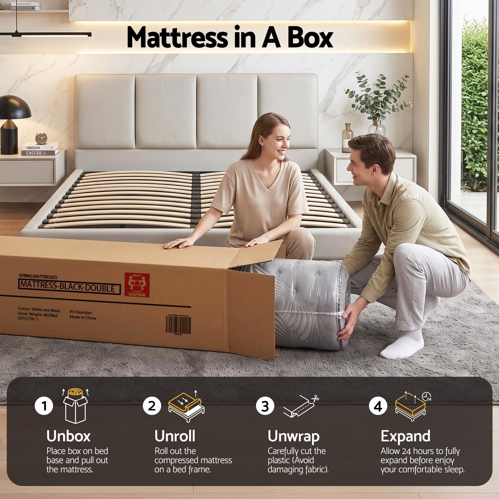 Giselle Bedding 34cm Mattress Bamboo Cover Double