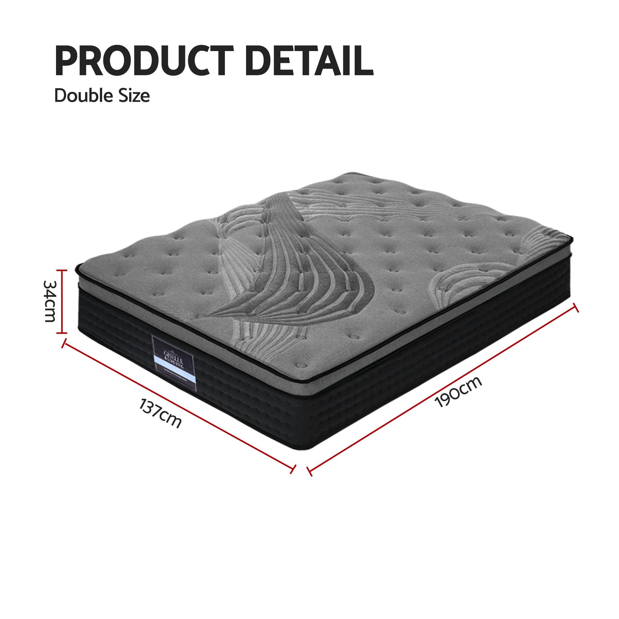Giselle Bedding 34cm Mattress Bamboo Cover Double