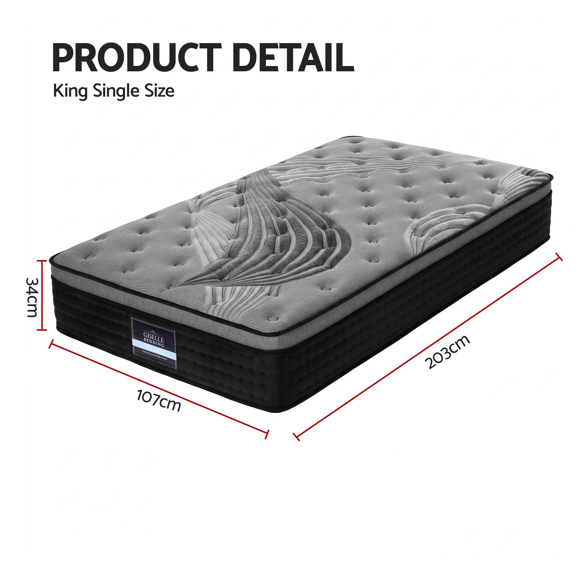 Giselle Bedding 34cm Mattress Bamboo Cover King Single
