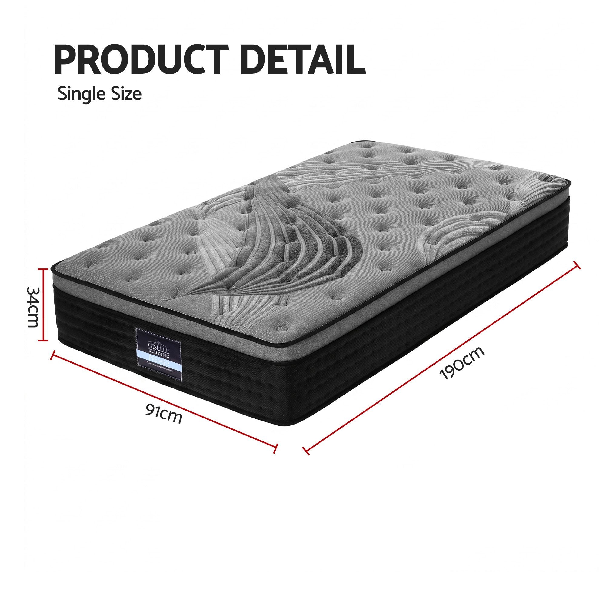 Giselle Bedding 34cm Mattress Bamboo Cover Single