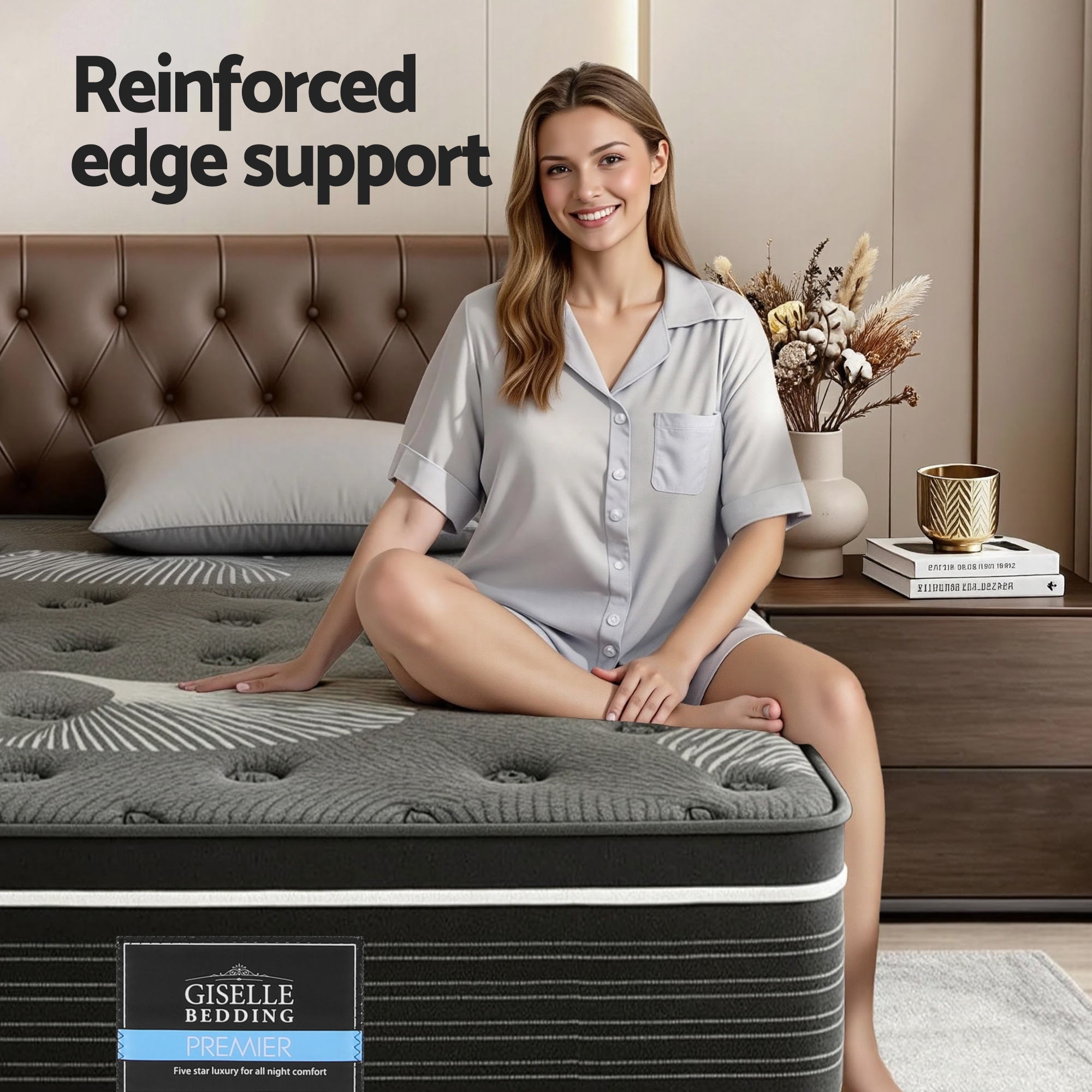 Giselle Bedding 35cm Mattress Graphene Memory Foam Medium Firm Euro Top Mattresses King Single