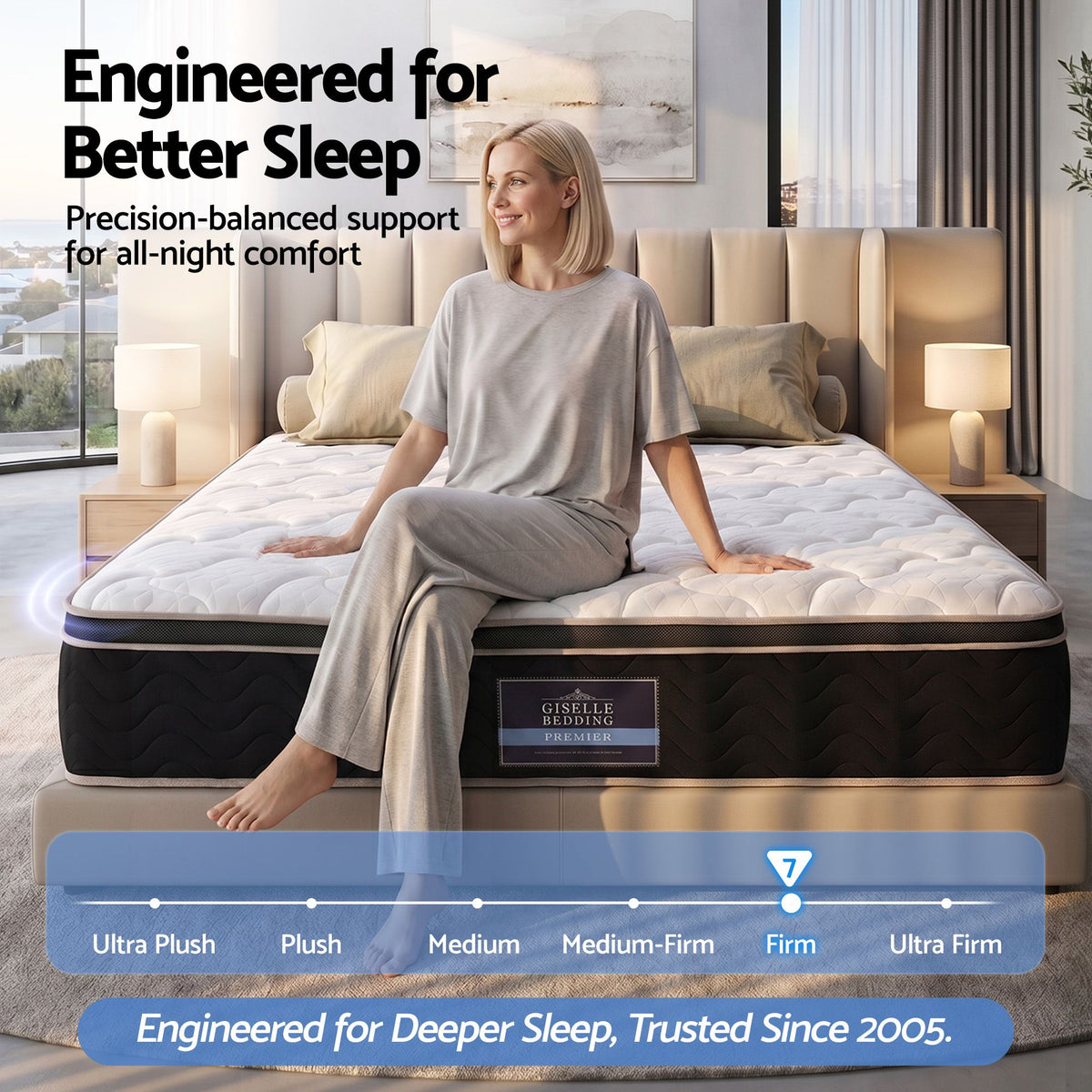 Giselle 35cm Double Mattress Firm with Copper Memory Foam and Edge Support