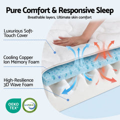 Giselle 35cm Single Mattress Firm with Copper Memory Foam and Edge Support