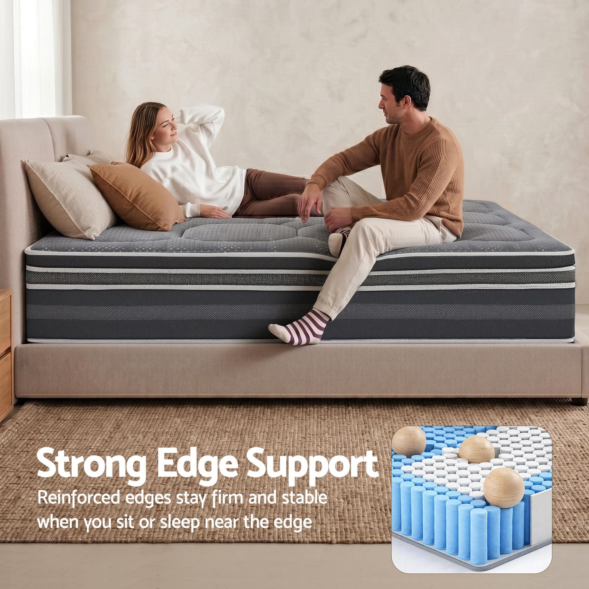 Giselle Mattress 35cm Hybrid Pocket Spring Euro Top Queen