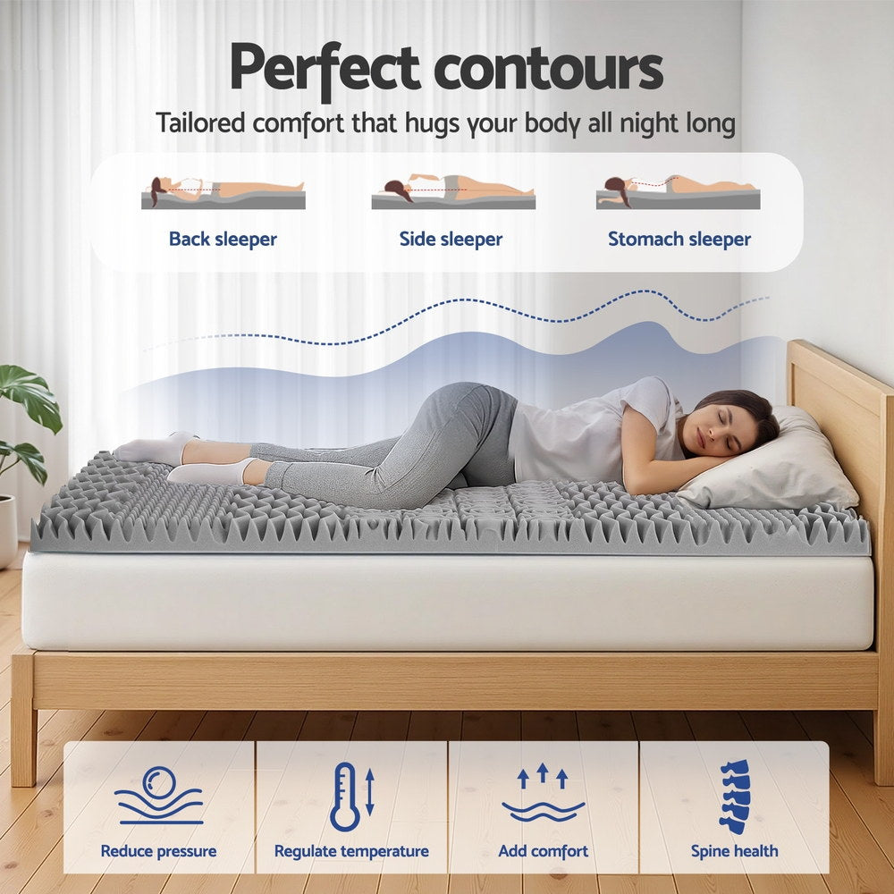 Giselle Bedding 8cm Memory Foam Mattress Topper 7-Zone Graphite Single