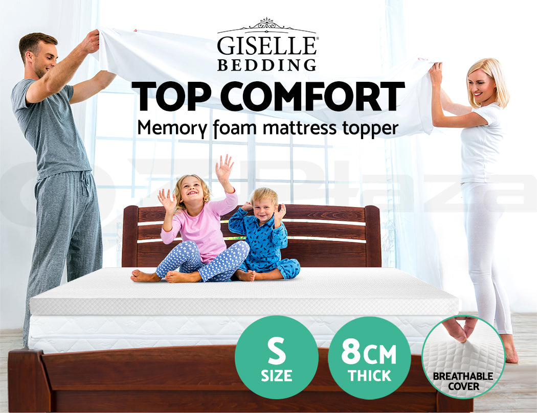 Giselle Bedding Memory Foam Mattress Topper 8cm Single