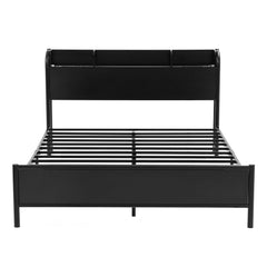 Artiss Bed Frame Double Size with Storage Shelf Headboard Charging Station GRID