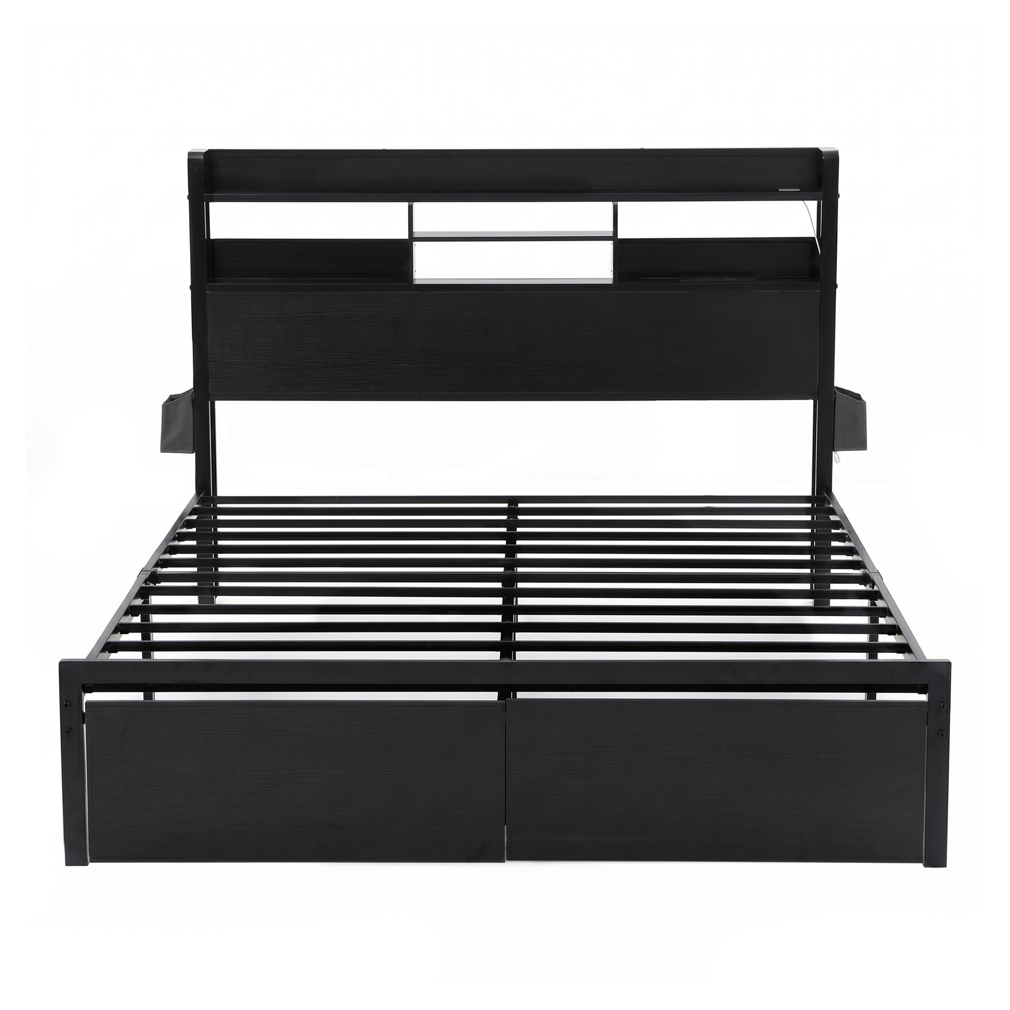 Artiss Bed Frame Queen with Charging Station Storage Organizer Drawers LED ZAC