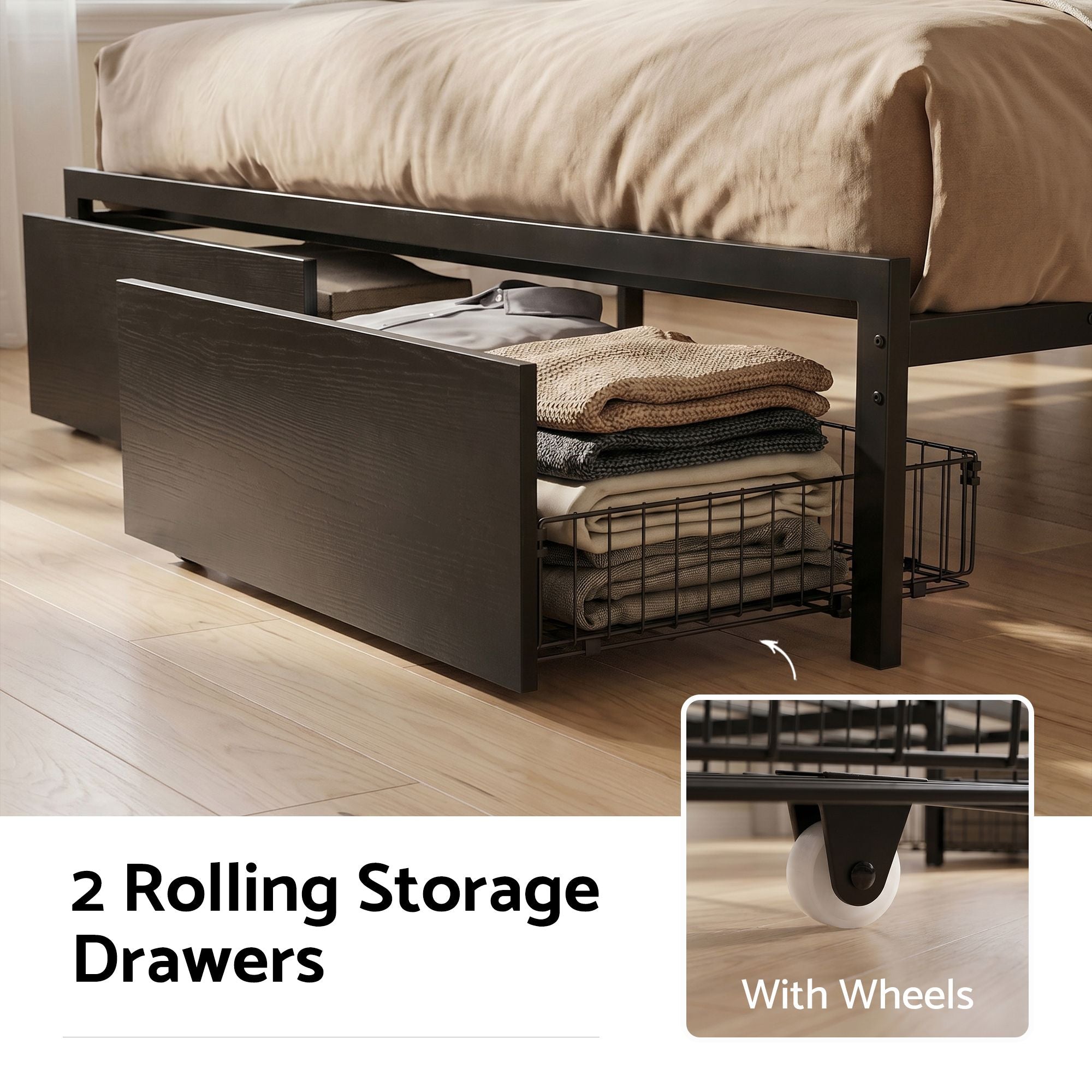 Artiss Bed Frame Queen with Charging Station Storage Organizer Drawers LED ZAC