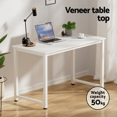 Artiss Computer Desk 120cm Executive Office Chairs Set PU Leather Low Back White