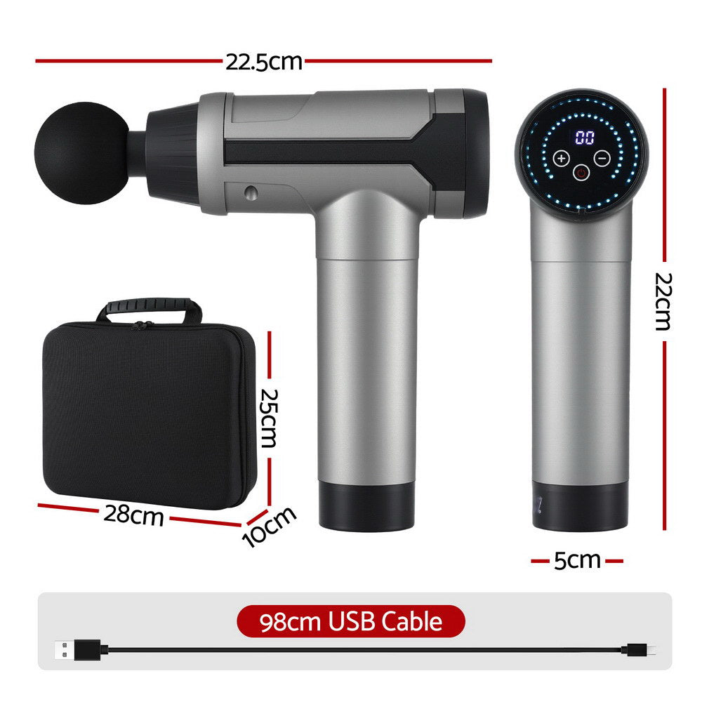 Everfit Massage Gun 30 Speed 6 Heads Vibration Muscle Massager Chargeable Black