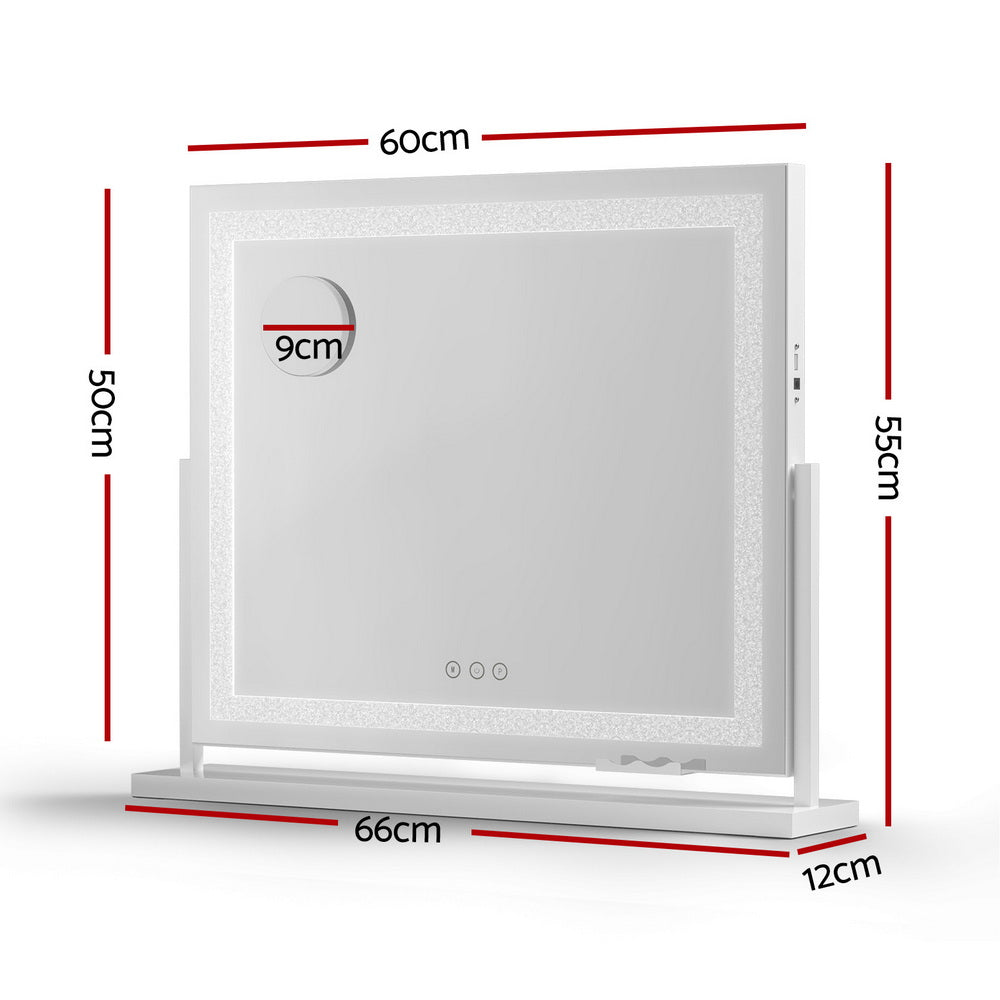 Embellir Makeup Mirror 60x50cm 360~ Rotatable Vanity Mirror with Lights Crystal LED