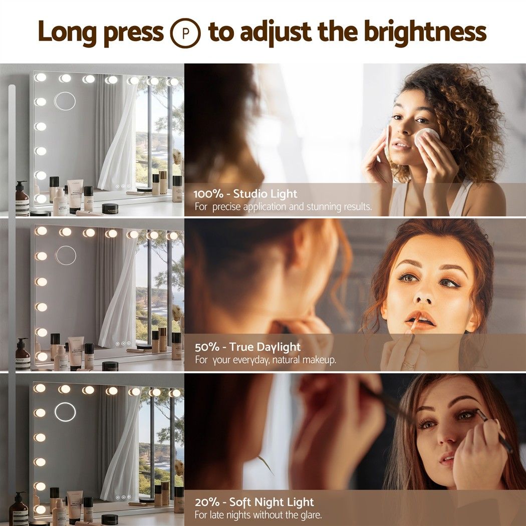 Embellir 90x60cm Makeup Mirror Large Hollywood Vanity Mirror with 18 Dimmable
