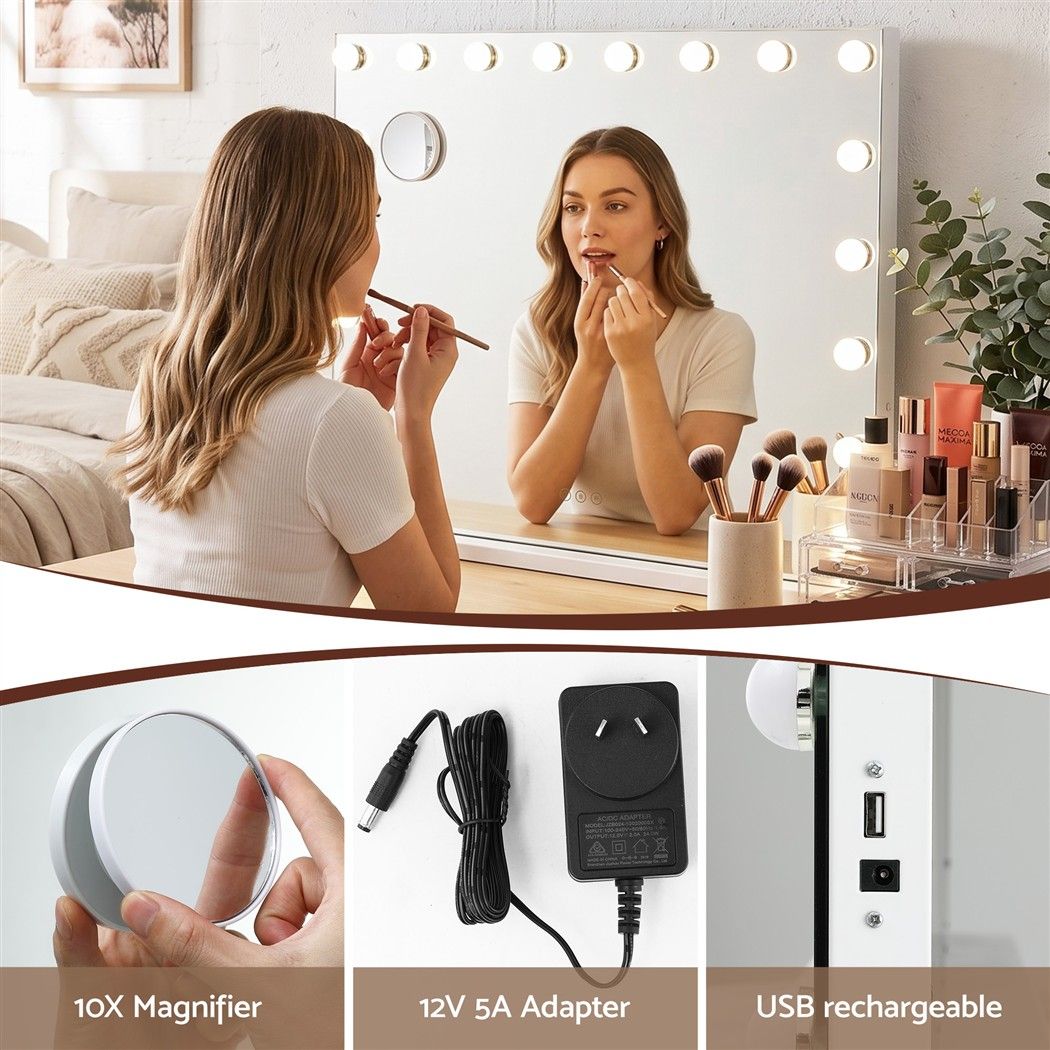 Embellir 90x60cm Makeup Mirror Large Hollywood Vanity Mirror with 18 Dimmable