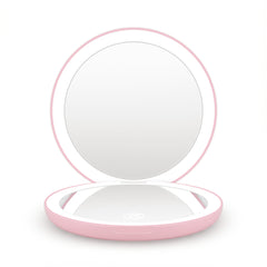 Embellir LED Compact Mirror Lighted Travel Makeup Mirror Pocket-Sized 1x 10x Magnification Round Pink