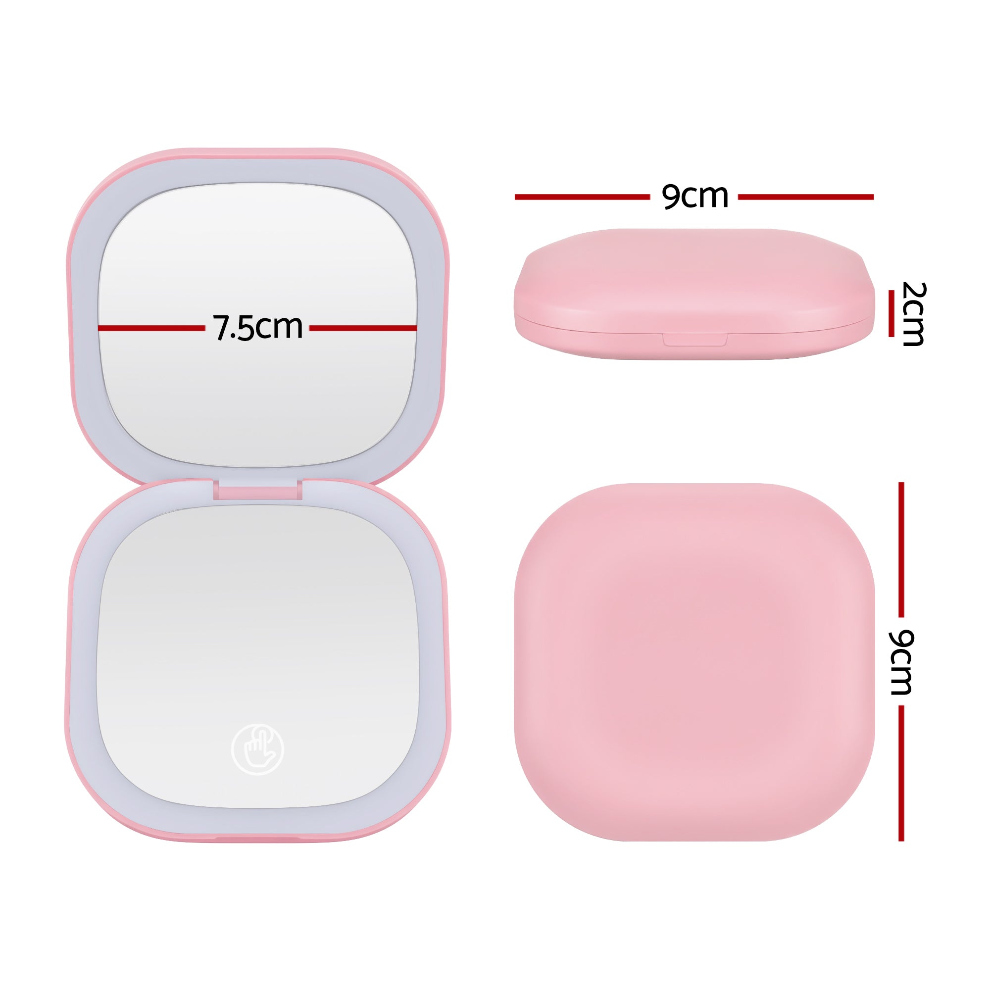 Embellir LED Compact Mirror Lighted Travel Makeup Mirror Pocket-Sized 1x 10x Magnification Square Pink - Free Delivery
