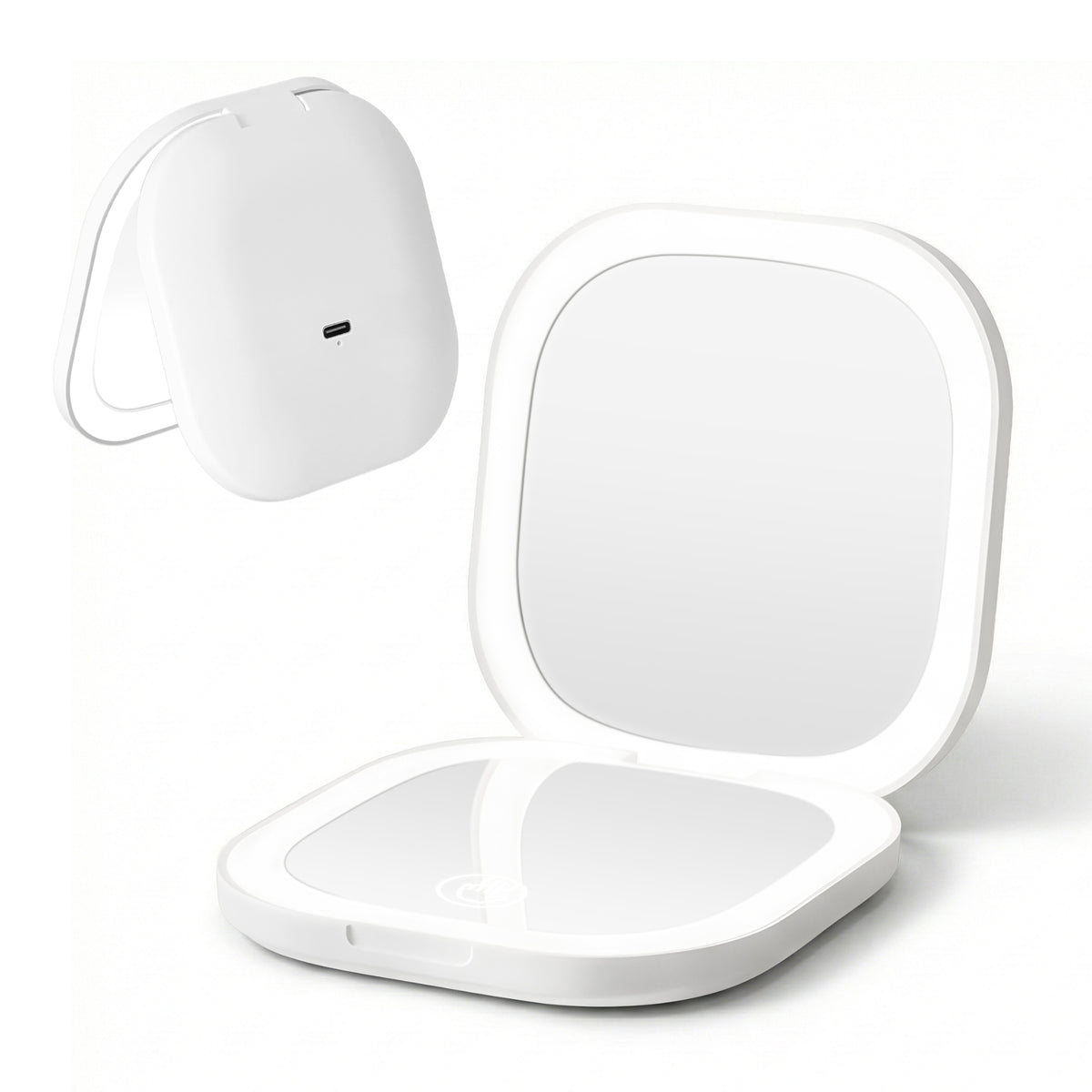 Embellir LED Compact Mirror Lighted Travel Makeup Mirror Pocket-Sized 1x 10x Magnification Square White - Free Delivery