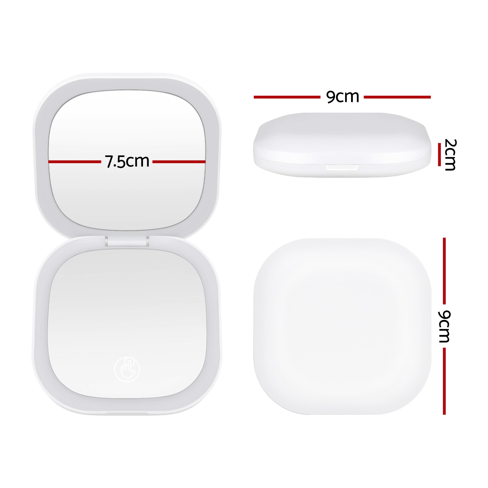 Embellir LED Compact Mirror Lighted Travel Makeup Mirror Pocket-Sized 1x 10x Magnification Square White - Free Delivery