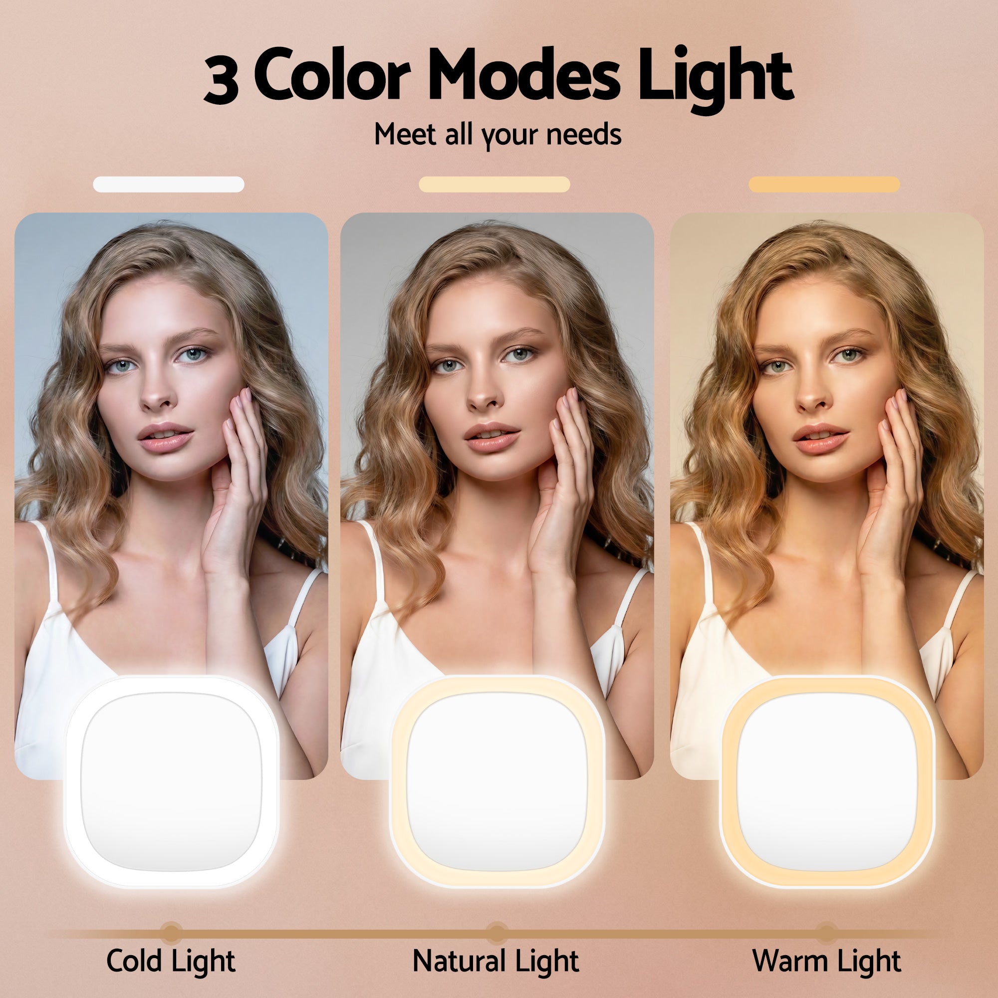 Embellir LED Compact Mirror Lighted Travel Makeup Mirror Pocket-Sized 1x 10x Magnification Square White - Free Delivery