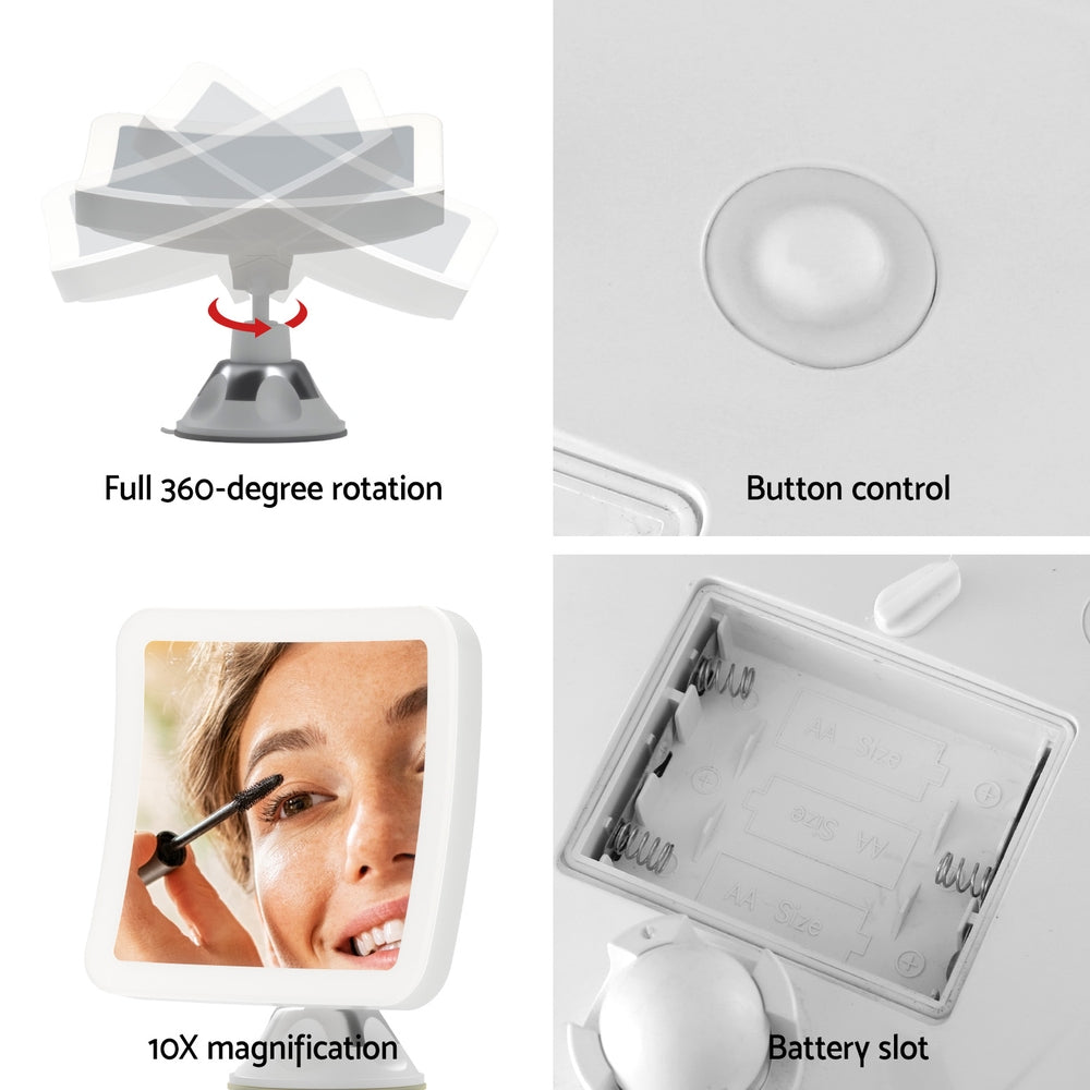 Embellir Makeup Mirror 10X Magnification LED Light Adjustable Rotation Cordless