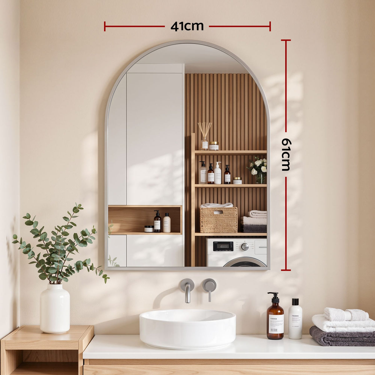Embellir Arch Wall Mirror, Decorative Silver Frame Mirrors, 61x41cm Bathroom