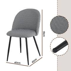 Artiss Dining Chairs Set of 2 Linen Solid Curved Houndstooth