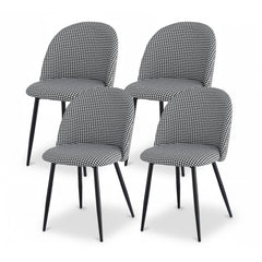 Artiss Dining Chairs Set of 4 Linen Solid Curved Houndstooth