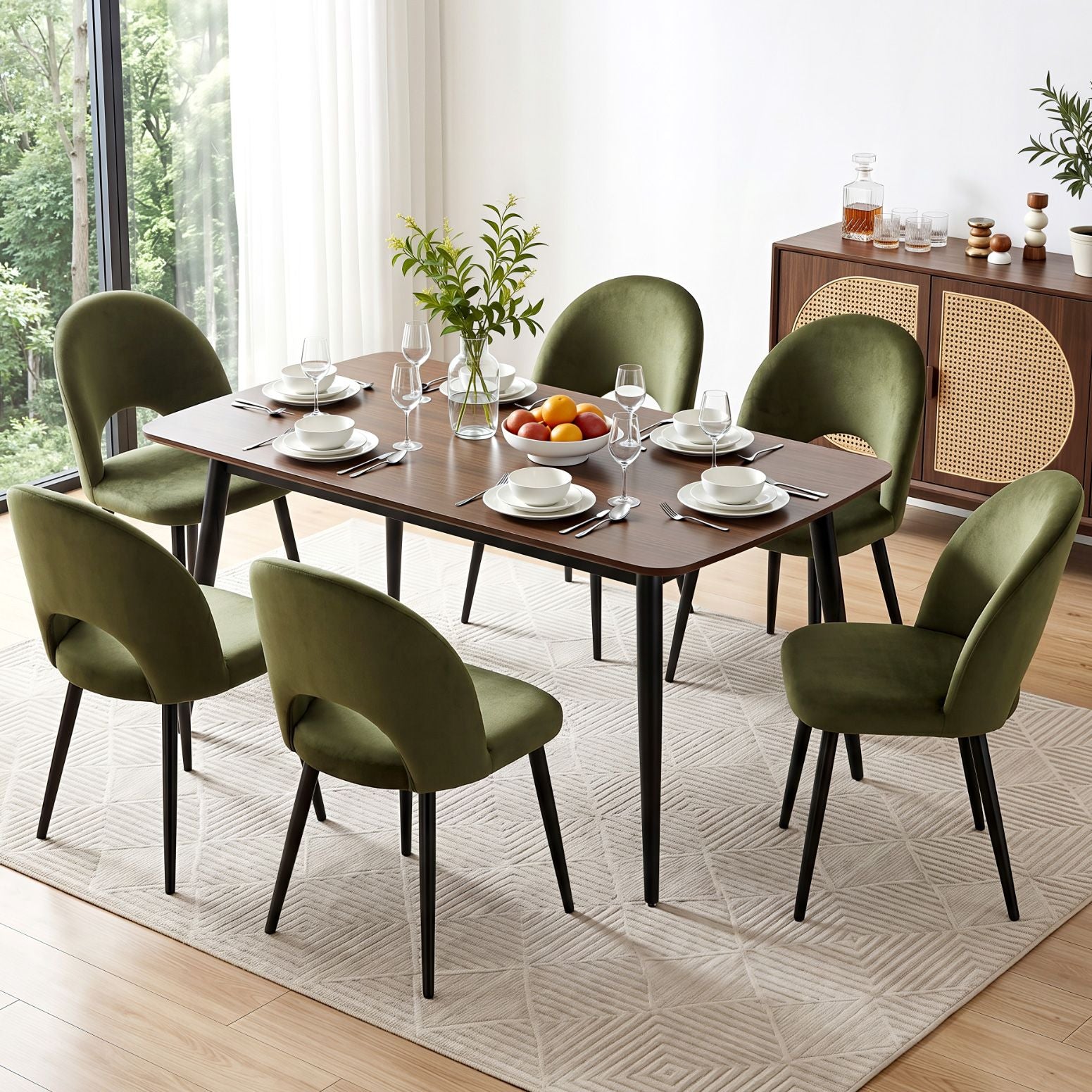 Artiss Dining Chairs Set of 6 Velvet Hollow Green