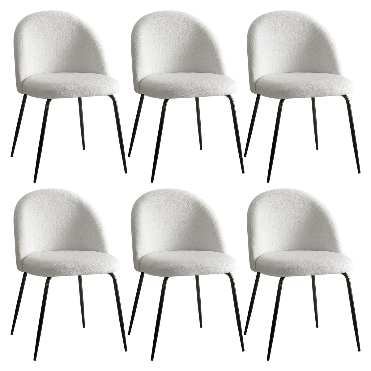 Artiss Dining Chairs Set of 6 Sherpa Boucle White
