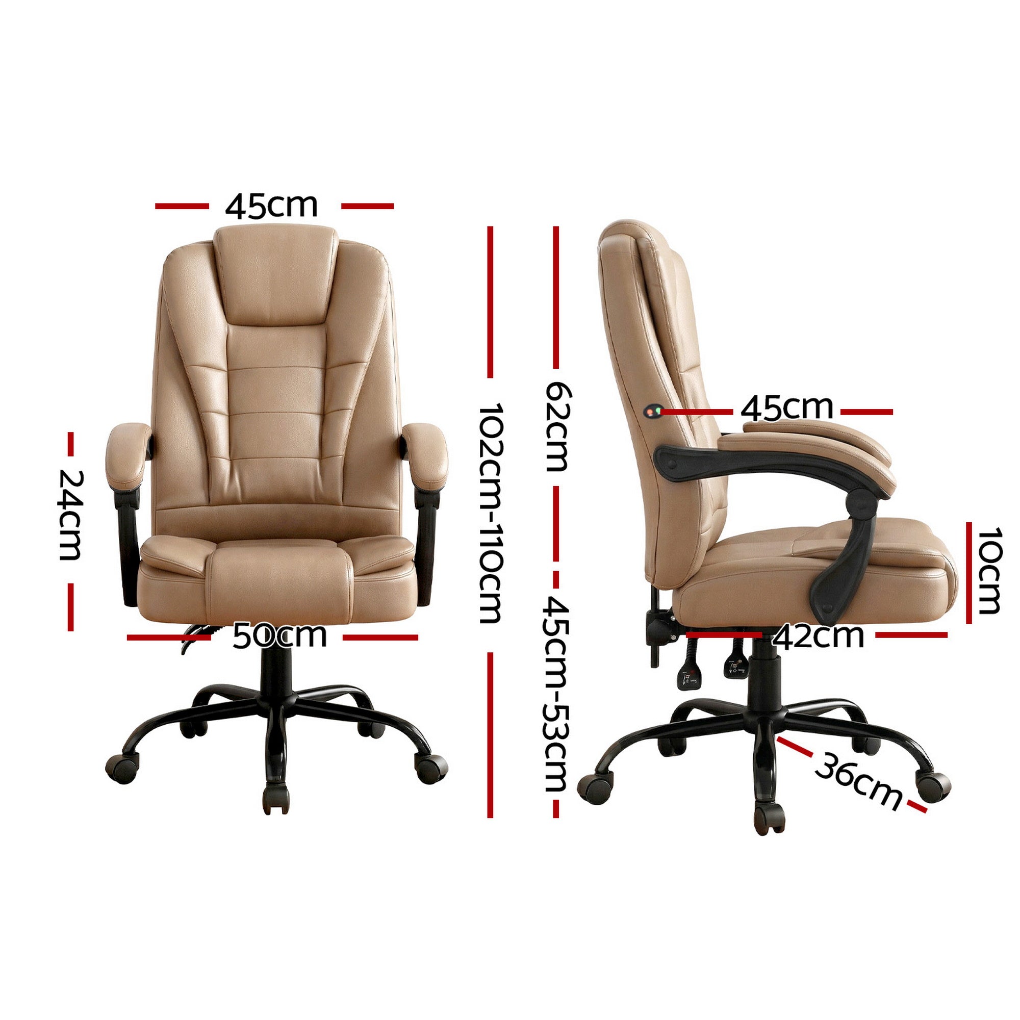 Artiss 2 Point Massage Office Chair PU Leather Espresso