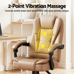 Artiss 2 Point Massage Office Chair PU Leather Espresso