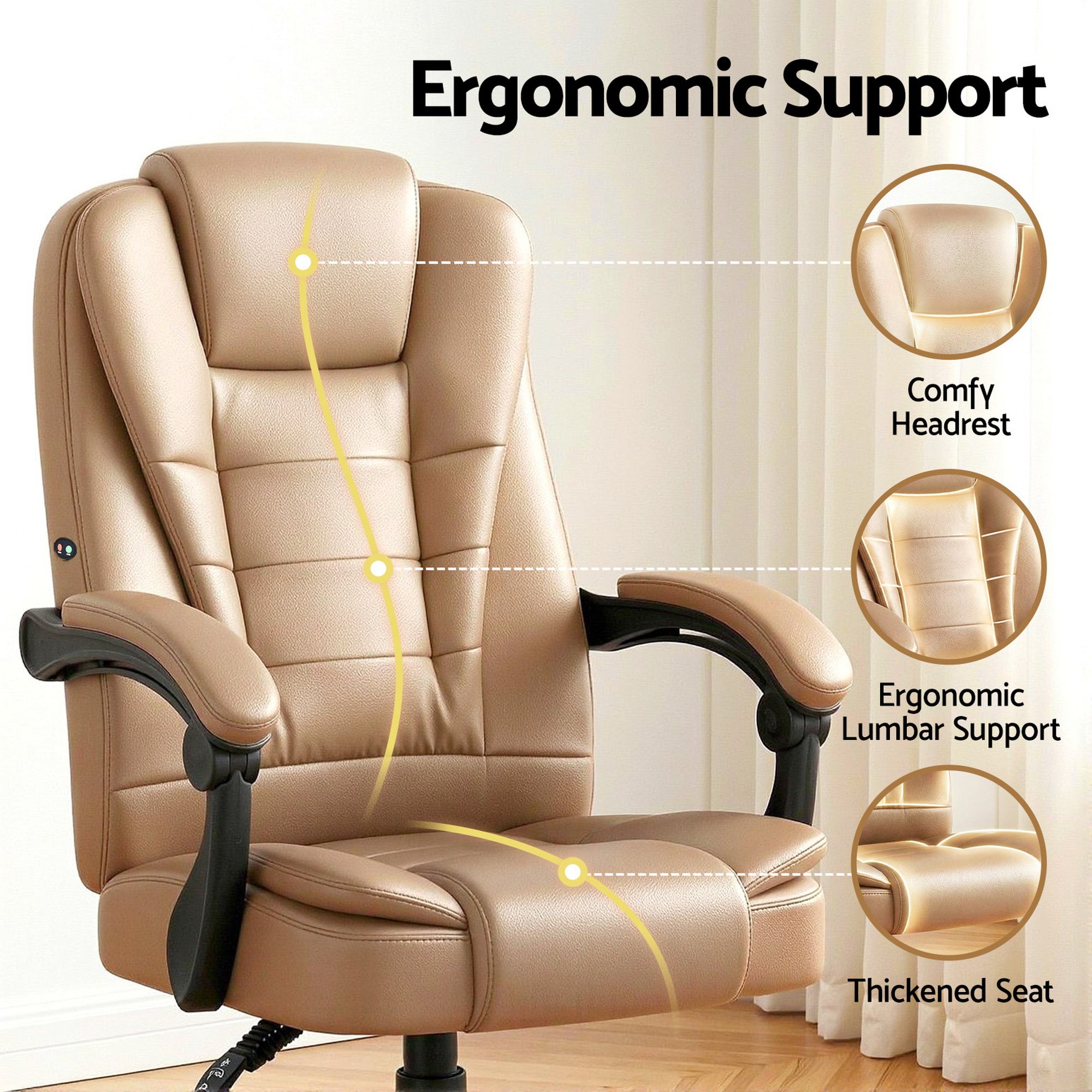Artiss 2 Point Massage Office Chair PU Leather Espresso