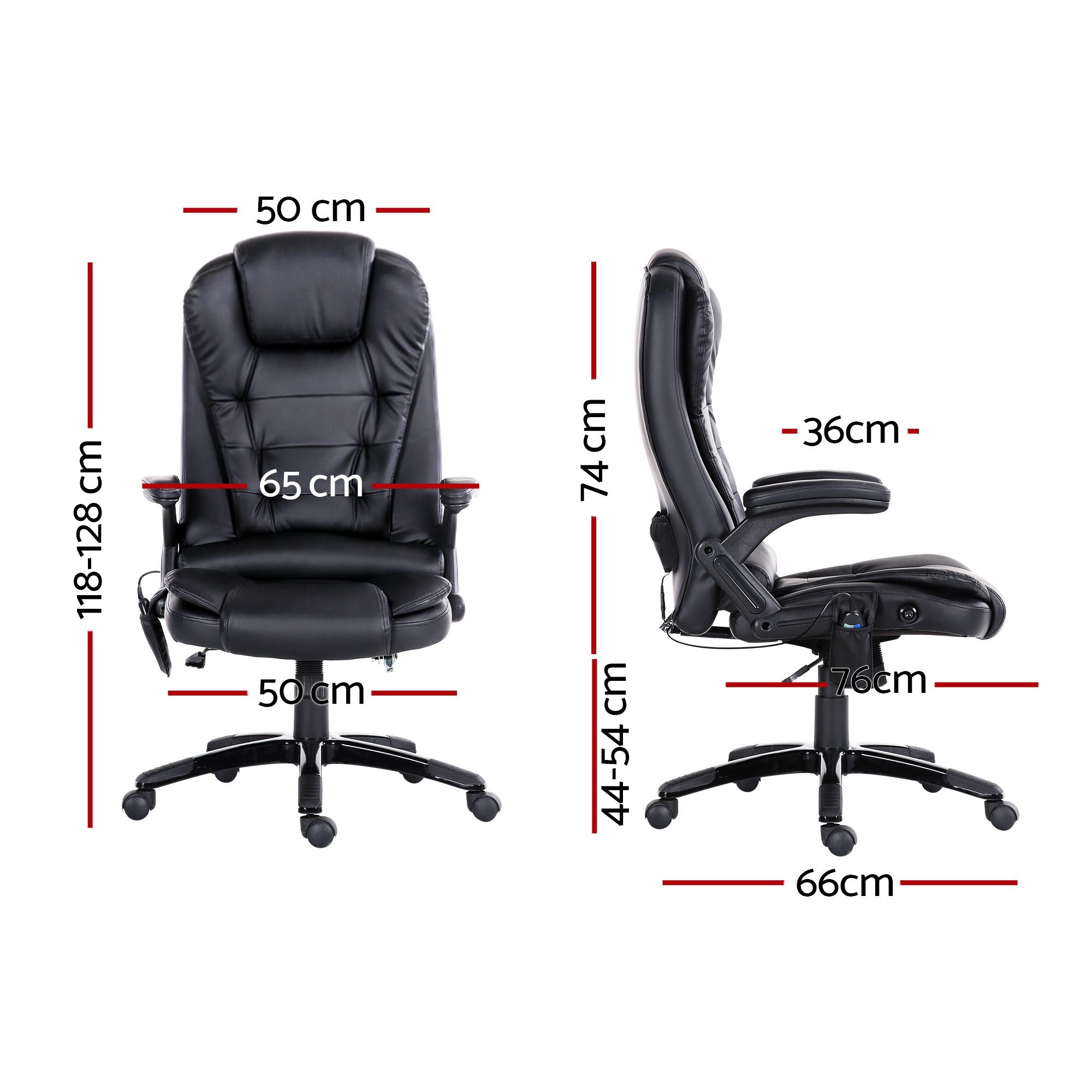 Artiss 8 Point Massage Office Chair Heated Seat Recliner PU Black
