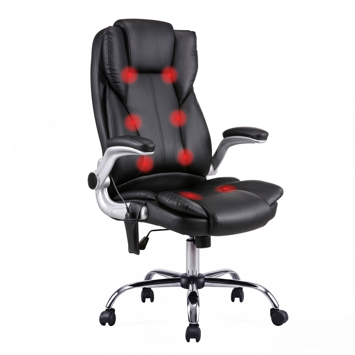 Artiss 8 Point Massage Office Chair PU Leather Black