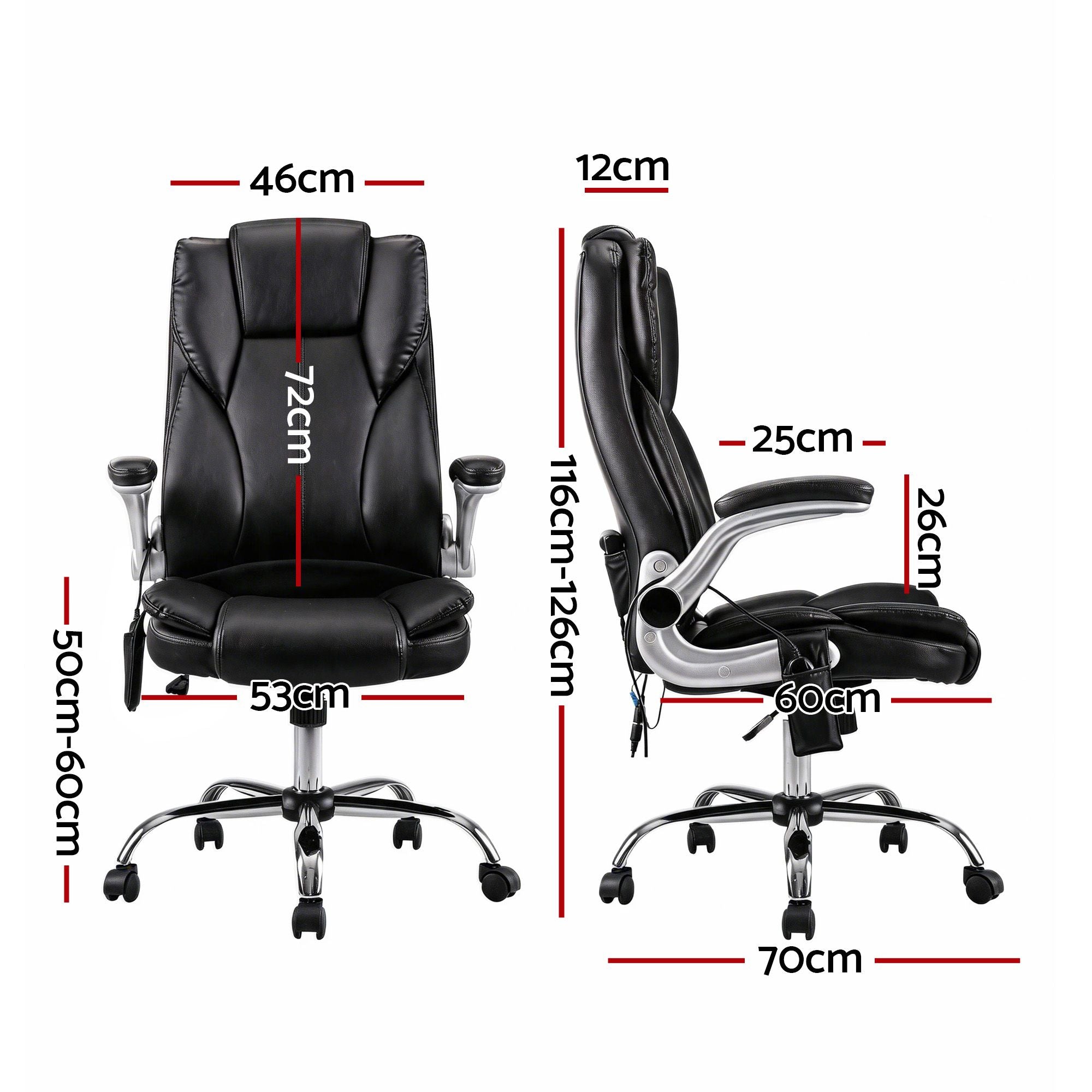 Artiss 8 Point Massage Office Chair PU Leather Black