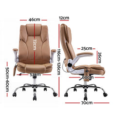Artiss 8 Point Massage Office Chair PU Leather Espresso