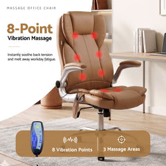Artiss 8 Point Massage Office Chair PU Leather Espresso