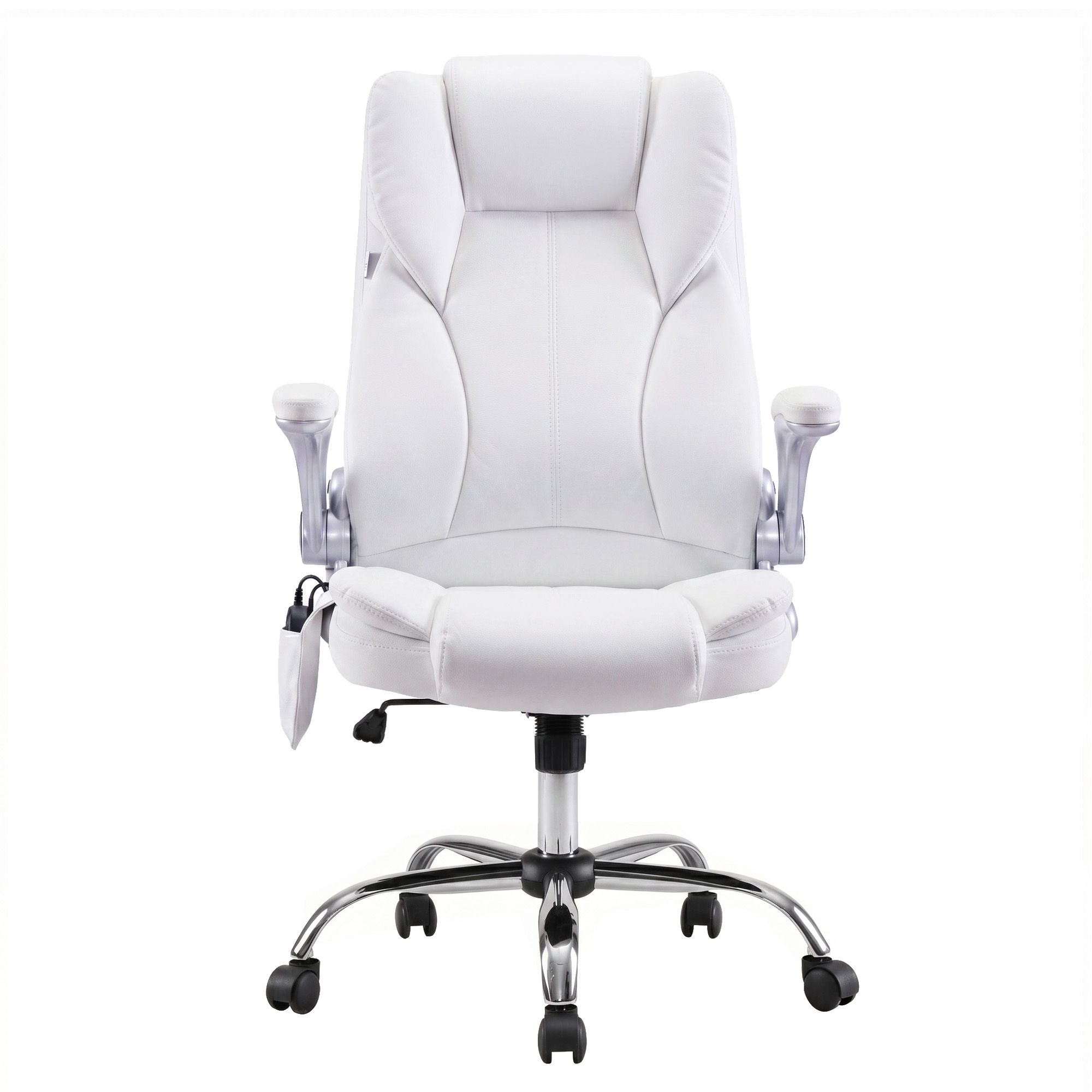 Artiss 8 Point Massage Office Chair PU Leather White