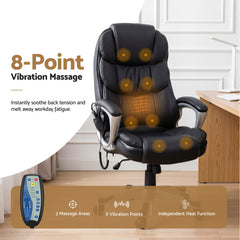 Artiss 8 Point Massage Office Chair Heated Seat PU Black