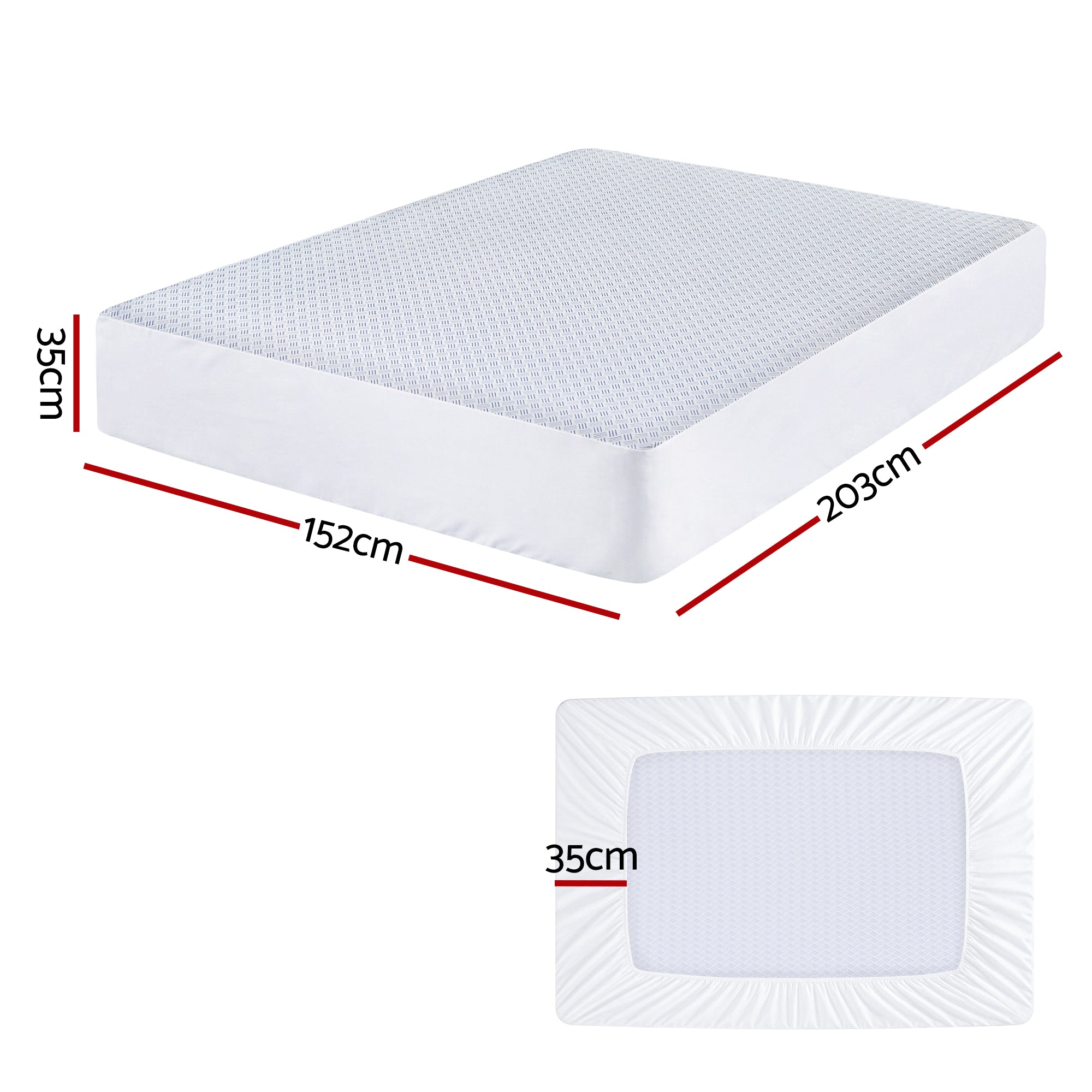 Giselle Cooling Mattress Protector Waterproof Deep Pocket Fitted Cover Queen