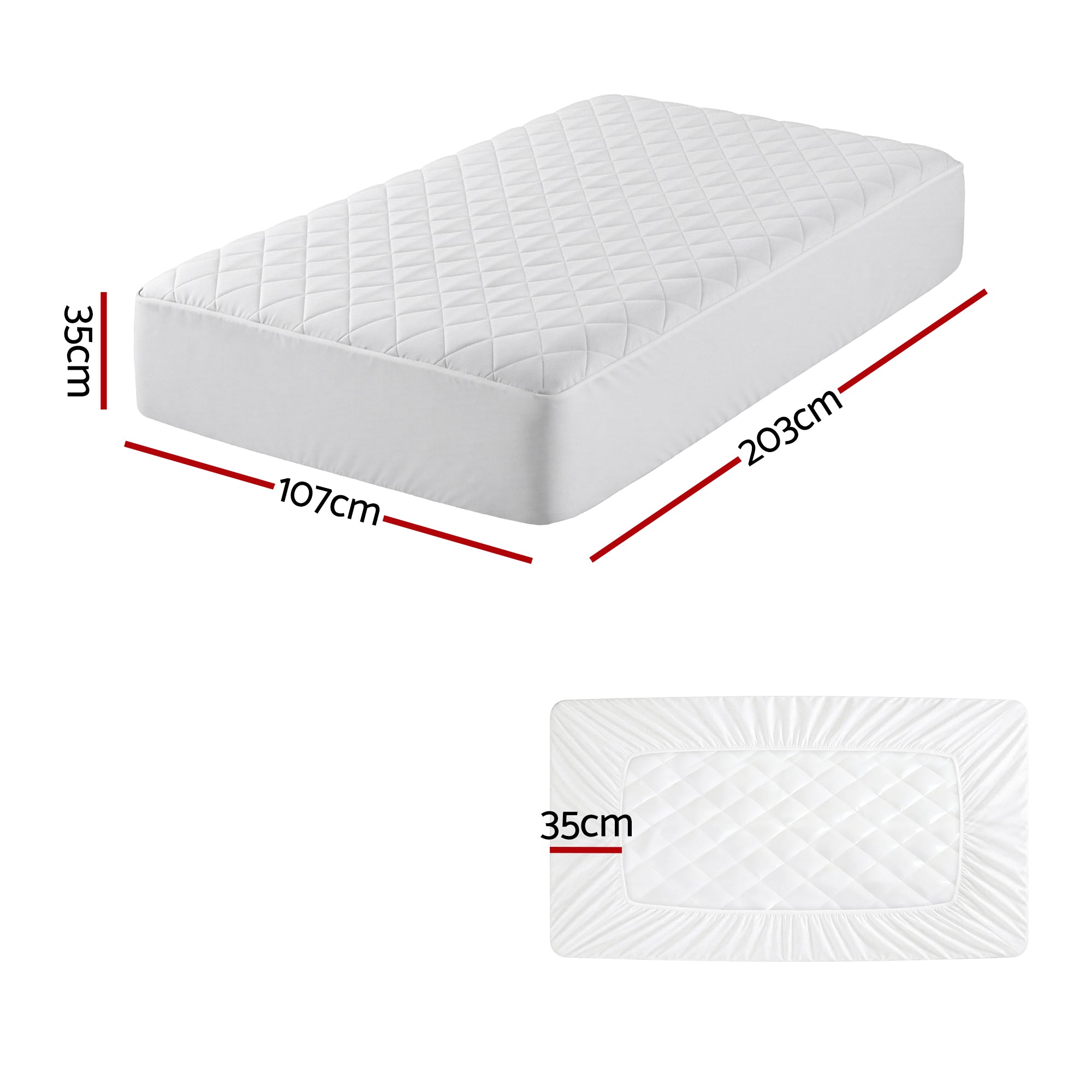Giselle Waterproof Mattress Protector 100% Cotton Quilted Fitted Cover King Single - Free Delivery
