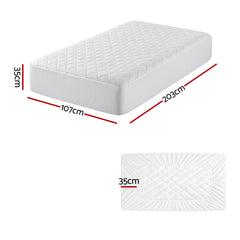 Giselle Waterproof Mattress Protector 100% Cotton Quilted Fitted Cover King Single - Free Delivery