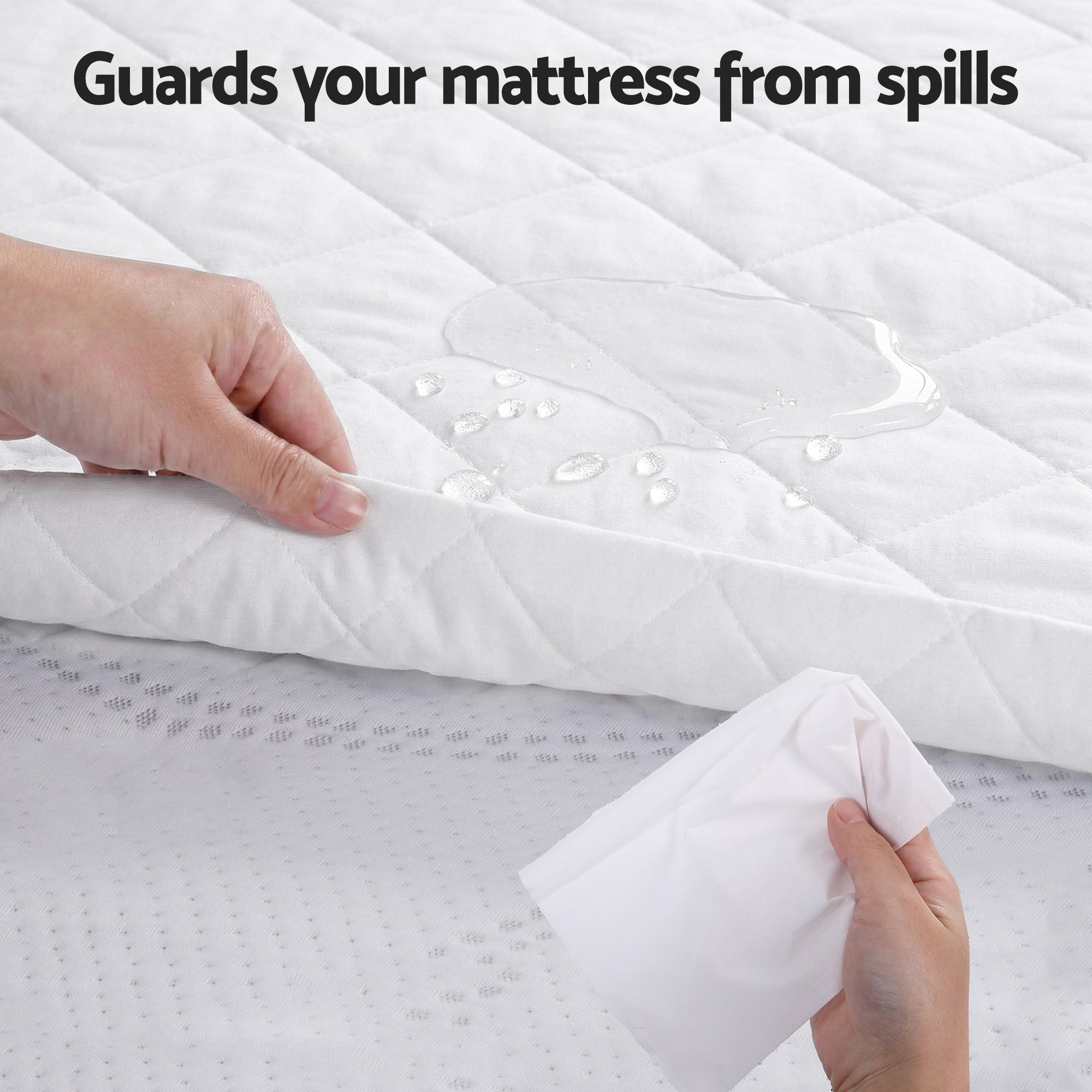 Giselle Waterproof Mattress Protector 100% Cotton Quilted Fitted Cover King Single - Free Delivery