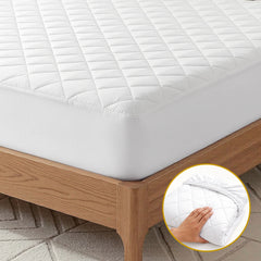 Giselle Waterproof Mattress Protector 100% Cotton Quilted Fitted Cover Queen - Free Delivery